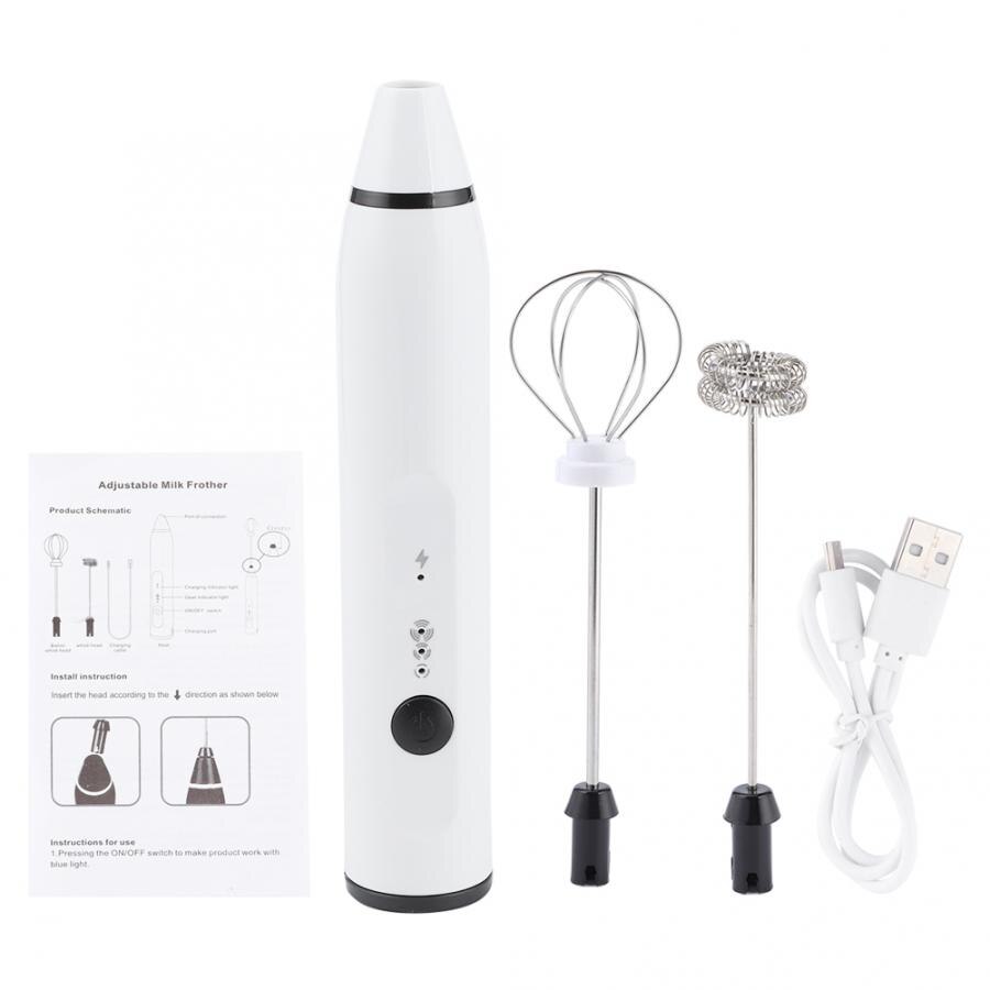 Rechargeable Electric Milk Frother Coffee Mixer Portable Egg Beater Household Kitchen Utensils For Coffee, Latte, Cappuccino: White