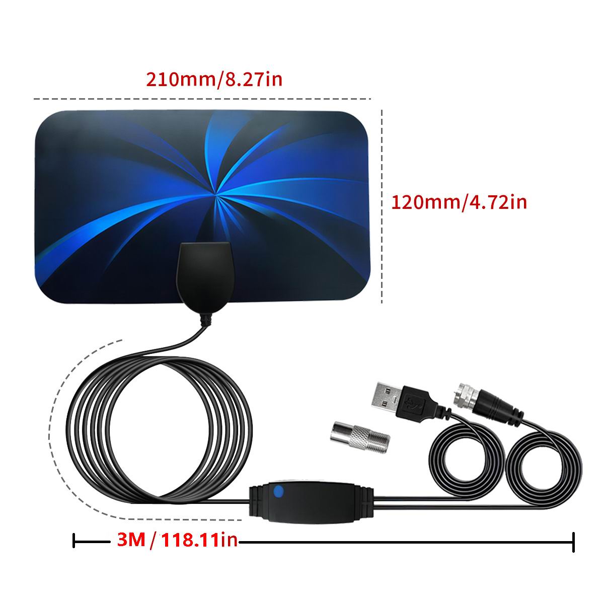 Indoor and Outdoor Digital Tv Antenna Colorful Film Ground Wave Antenna Hdtv Antenna Hdtv-T2 Supports Hd: Default Title