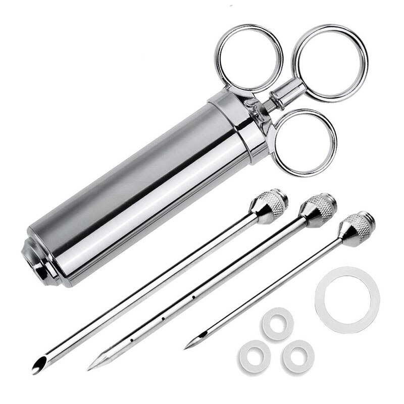 Bbq Olie Fles Borstel-Injector Spuit, marinade Flavour Injector Vlees Kruiden Injectoren Bbq Kit Keuken Gereedschap Met 3 Naalden: 2