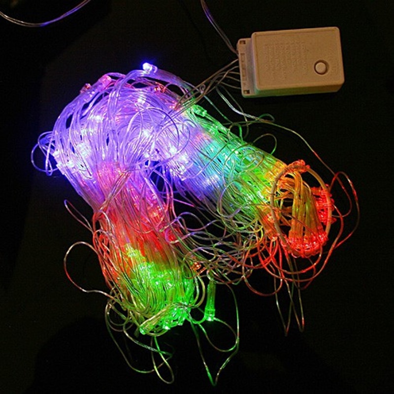 1.2m 120 lysdioder 8 tilstande  ac 220v farverige edderkoppespind led fe string lys festival fest layout hotel lysekrone net lys