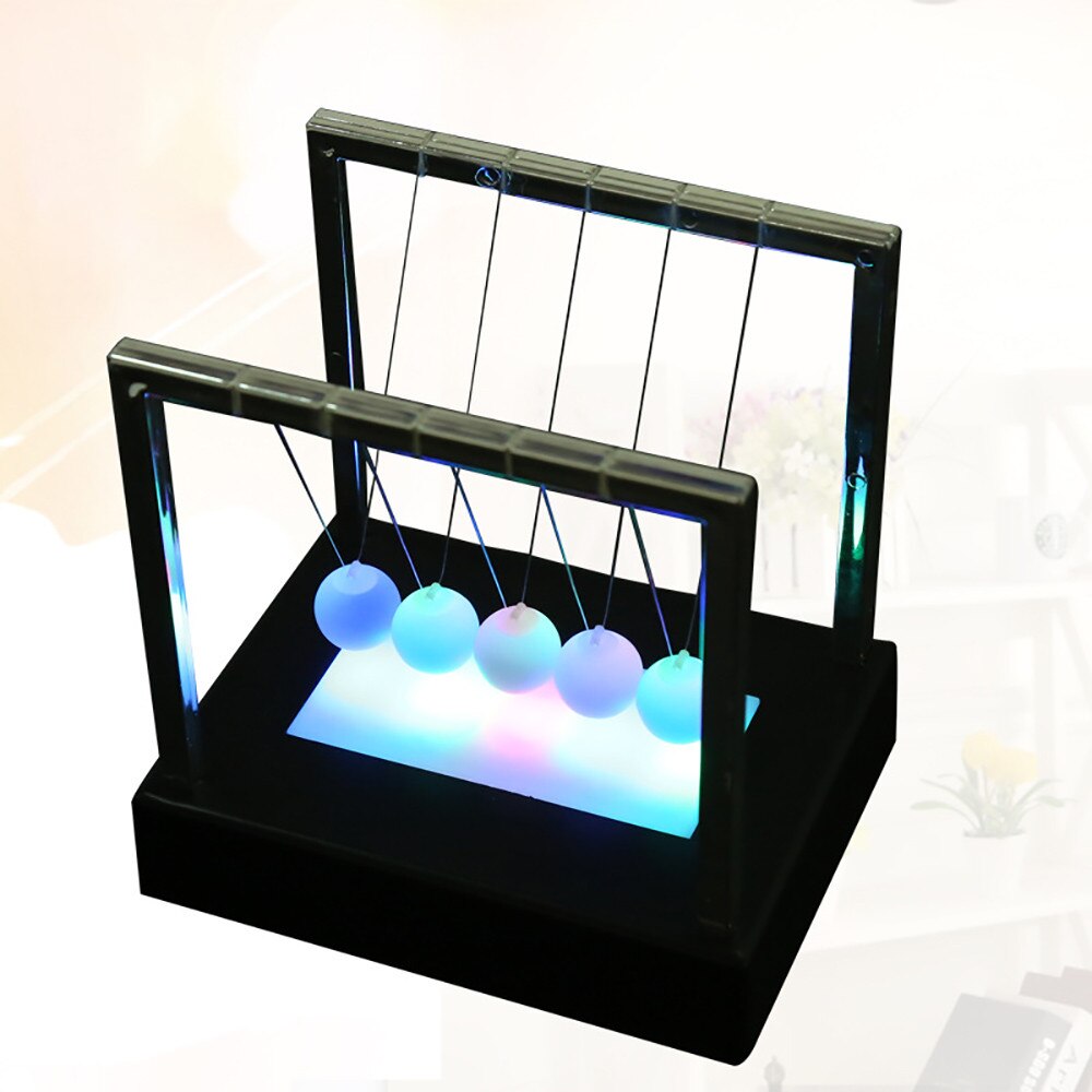 Small luminous Newton swing ball puzzle Newton cradle LED light up kinetic energy home office science toy home decoration F4