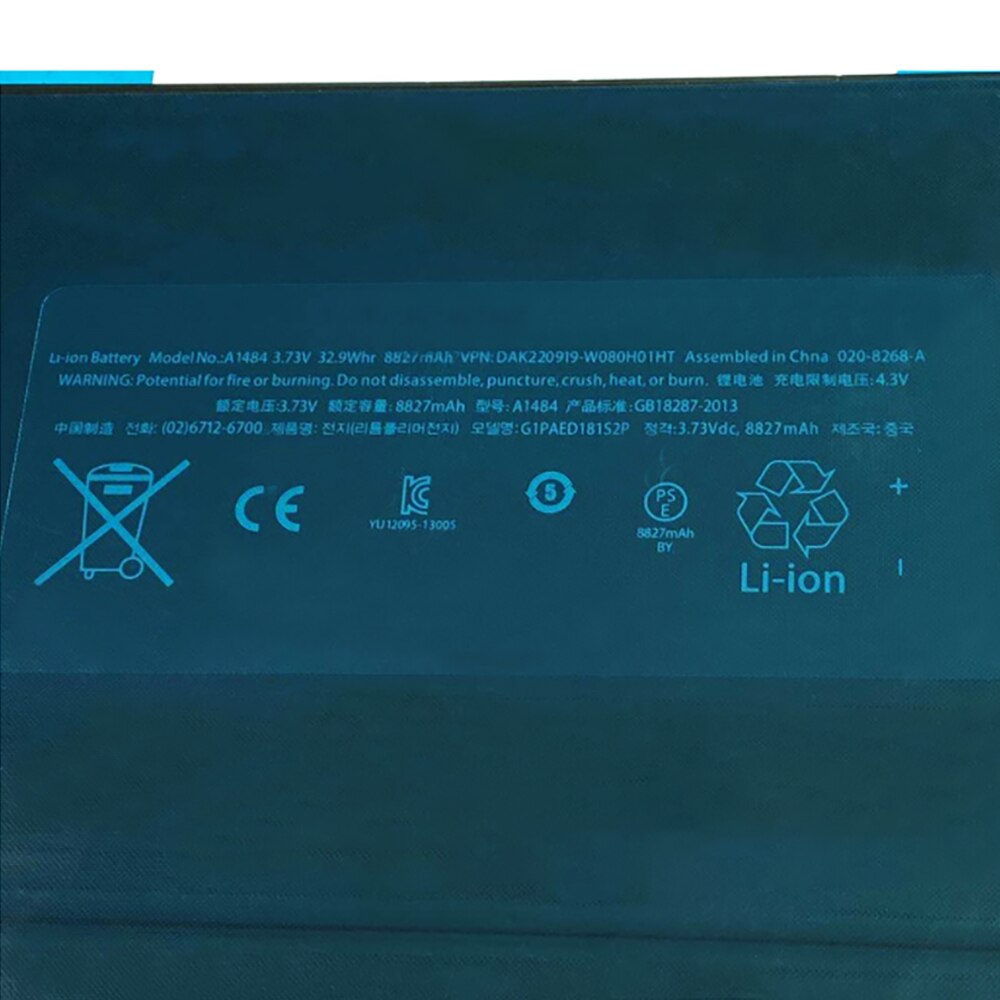 Tablet Battery for iPad 5 Air 1 - 8827mAh High Capacity Replacement - A1474 A1475 A1484