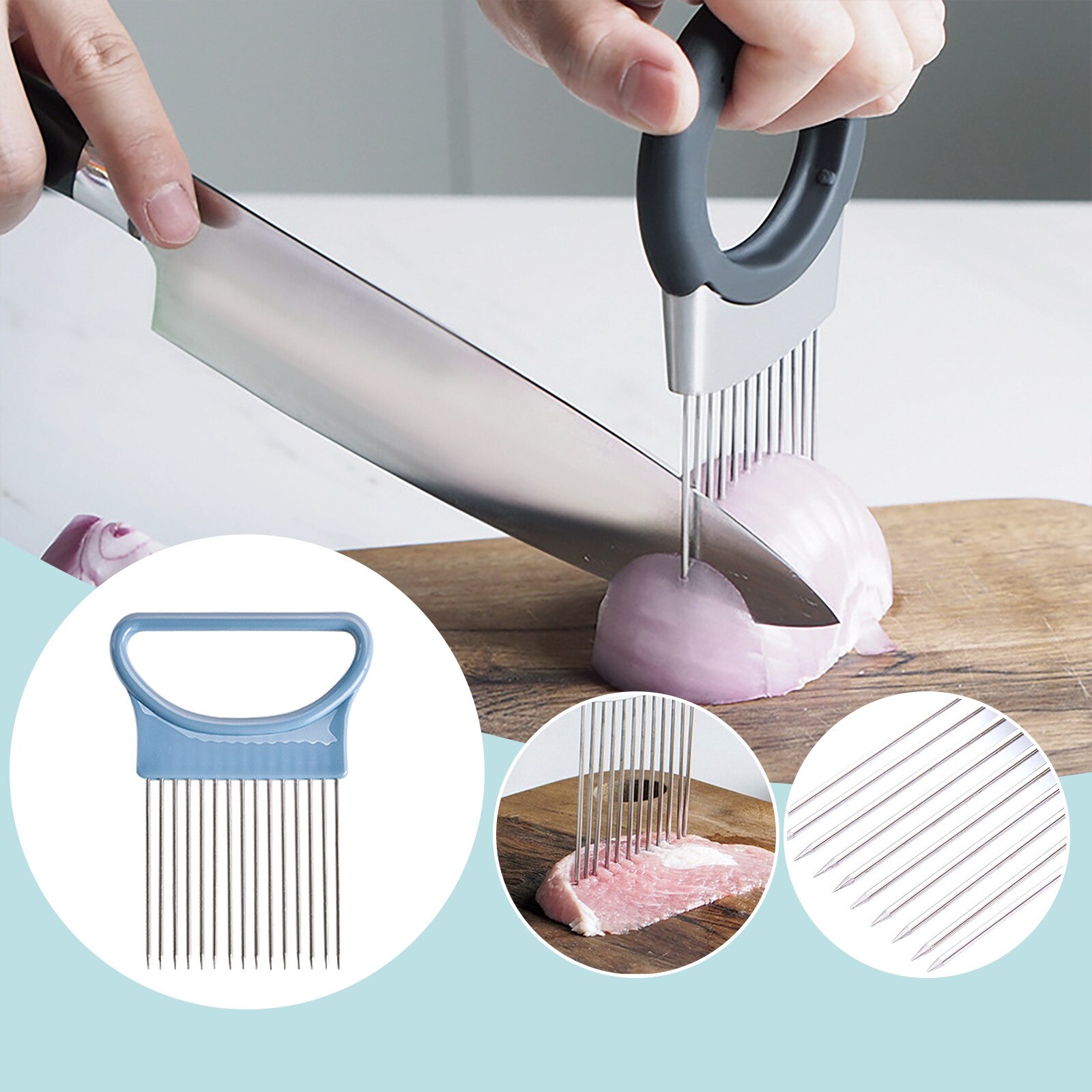 Meilleur support pour couper les oignons, trancheur de légumes, outils de coupe, fourchette à viande en acier inoxydable, pomme de terre, tomate, outils de cuisine, Gadgets