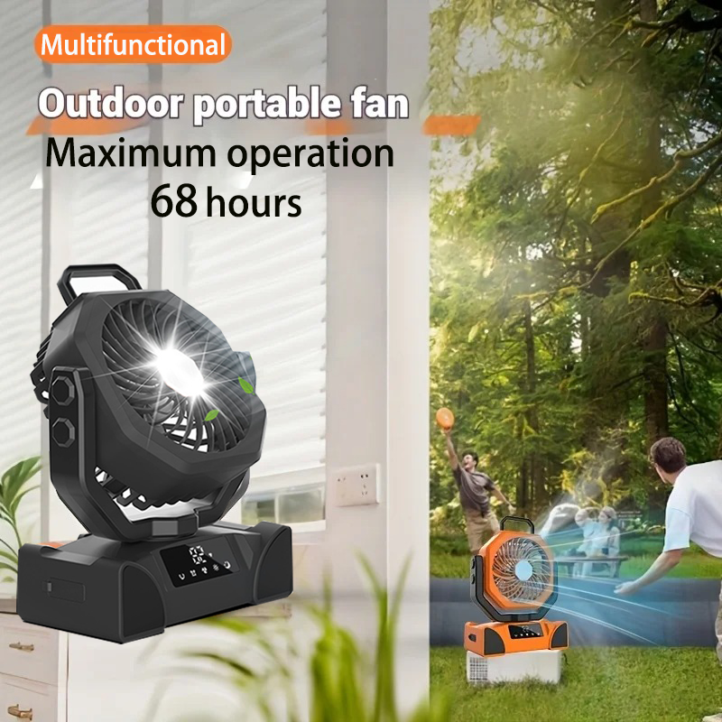 Bureauventilator met verlichting, campingventilator met verlichting, oplaadbare draagbare circulatieventilator, draadloze plafondventilator met powerbank, led-verlichting