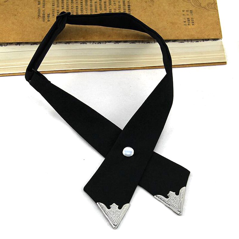 Casual Cross Bow Ties for Men & Women Solid Business Casual Cross Tie Formal Dress Men Wedding Metal Collar Cross Bowtie: Black