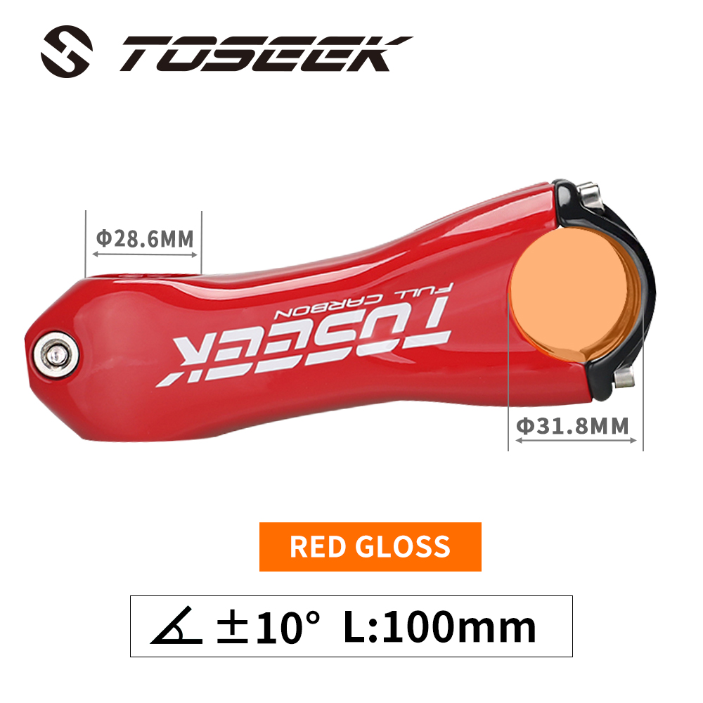 Toseek Stuurpen Stuur 31.8Mm Full Carbon Fiber Fietsen Mtb Road Fiets Stuurpen Mountain Hoek 10 Graden 80/90/100/110Mm: red - 100mm