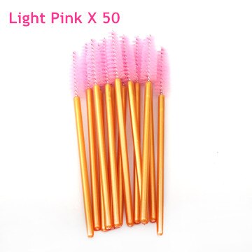 50Stck Wimpern Pinsel Einweg Wimpern Verlängerung Pinsel machen-hoch Kosmetische Werkzeug für Wimpern Reinigung Maskara Zauberstäbe Applikator: golden Rosa