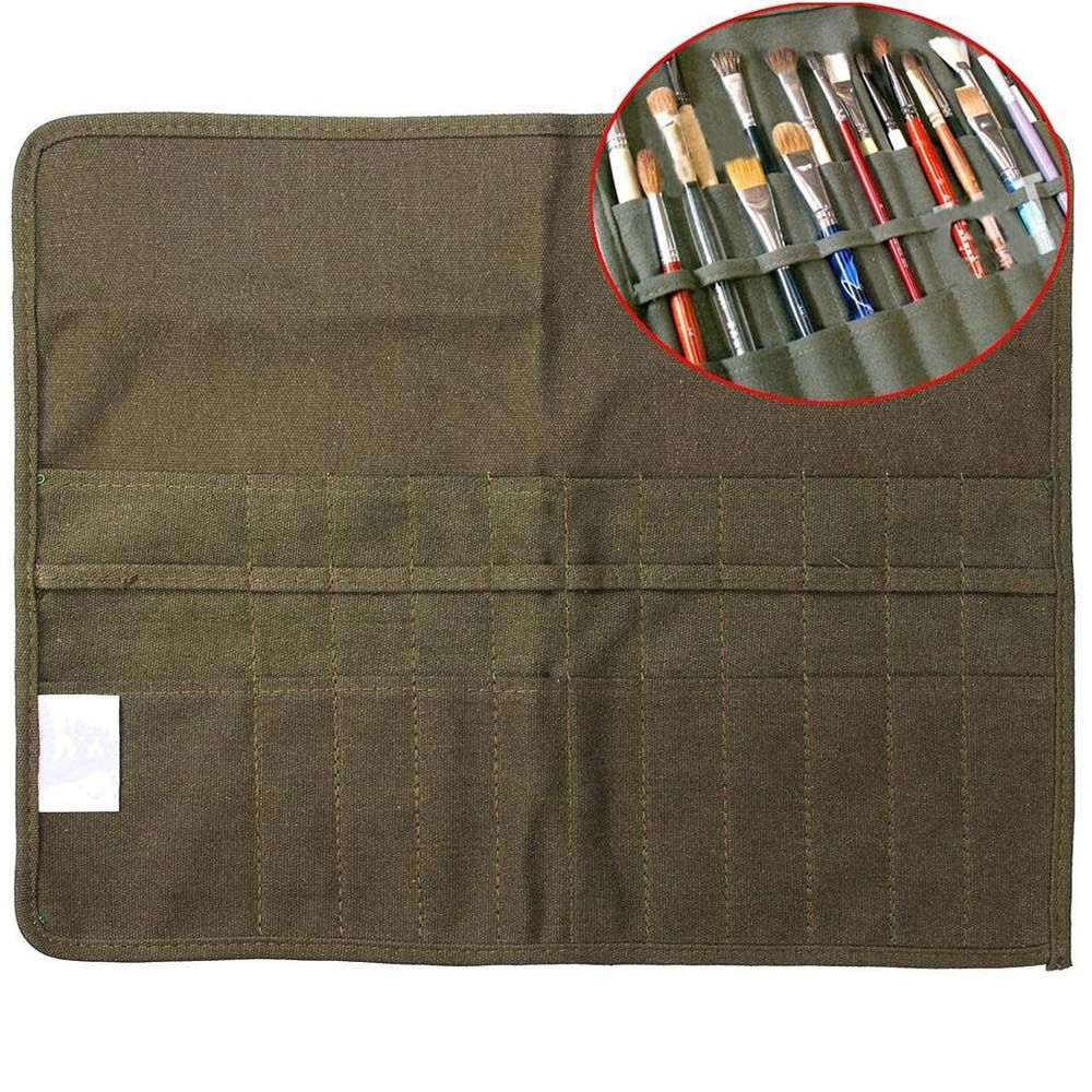 Roll up canvas kosmetiske makeup børster opbevaringstasker imiteret papirvarer rullet indsamlingstaske arrangør emballage