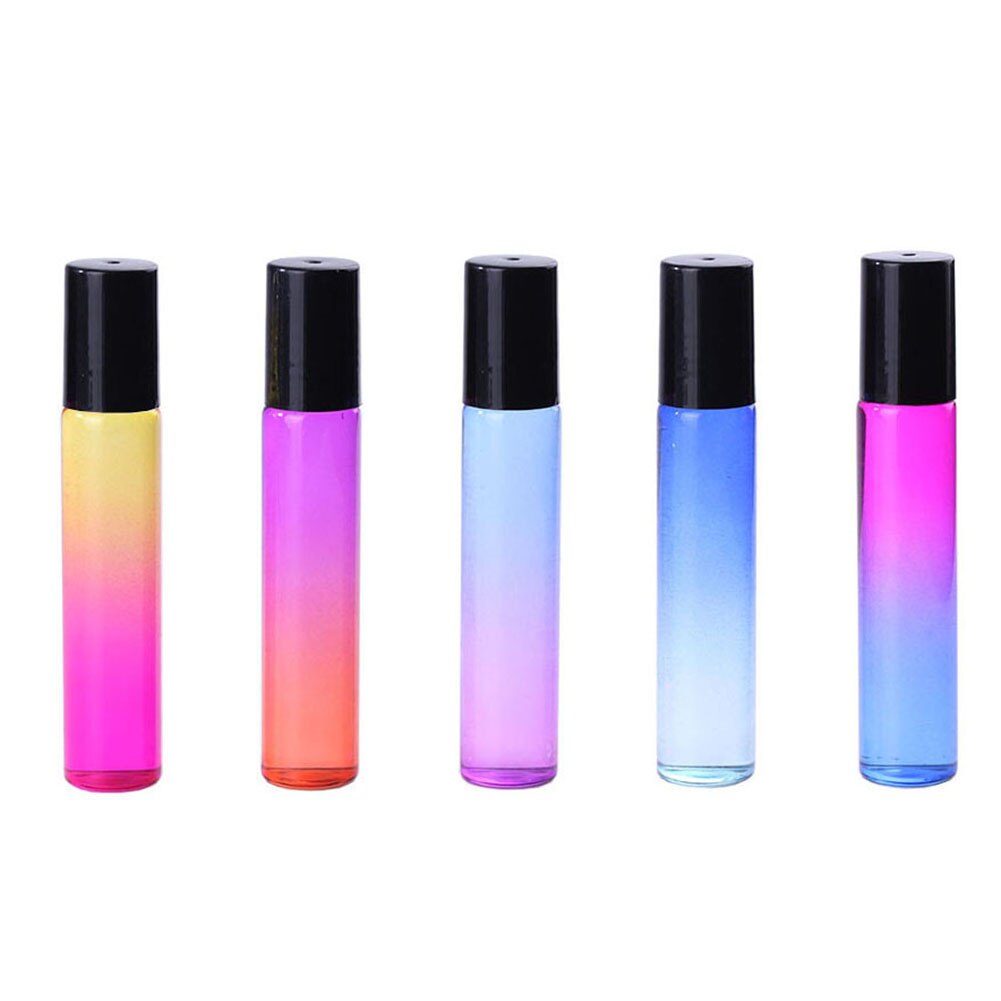 5 stuks/set 10ml rollerball multicolor gradiënt lege etherische olie parfumflesjes: Default Title