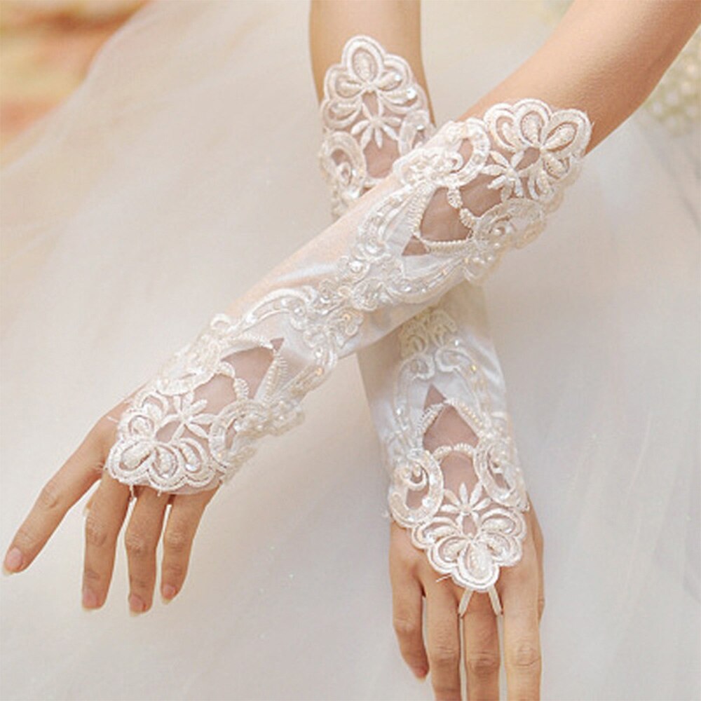 Lange Bruiloft Handschoenen Voor Bruid Vingerloze Witte Bruids Handschoen