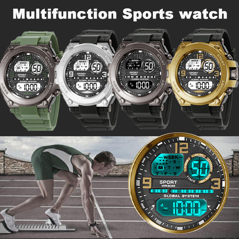 Reloj deportivo multifunción para hombre, reloj despertador luminoso resistente al agua, reloj Digital LED para hombre, reloj de pulsera electrónico con Esfera Grande para hombre