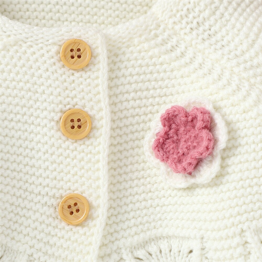 WenaZao Kleinkind Baby Mädchen Jungen Strickjacke SchöNe Geschmack hoch Baumwolle zur Seite fahren Blumen- Beiläufige Gestrickte Oberbekleidung Kleinkind Herbst Kleidung