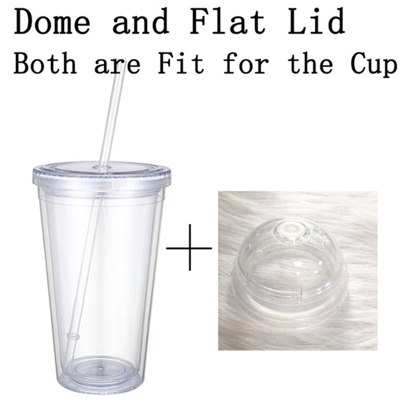 20oz Milk Tumbler With Dome Lids Clear Plastic Cups With Straw Double Wall Reusable Water Bottle Fruit Cup For Party