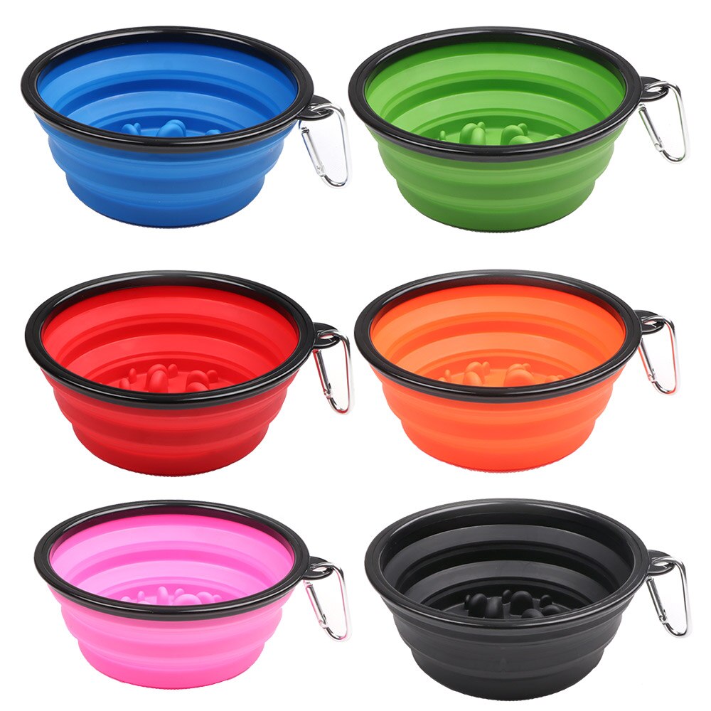 Pesant bol pour animaux de compagnie 6 couleur chien soins de santé Portable étanche pliable numérique bol pour animaux de compagnie sain animal de compagnie lent bol de nourriture 2 taille