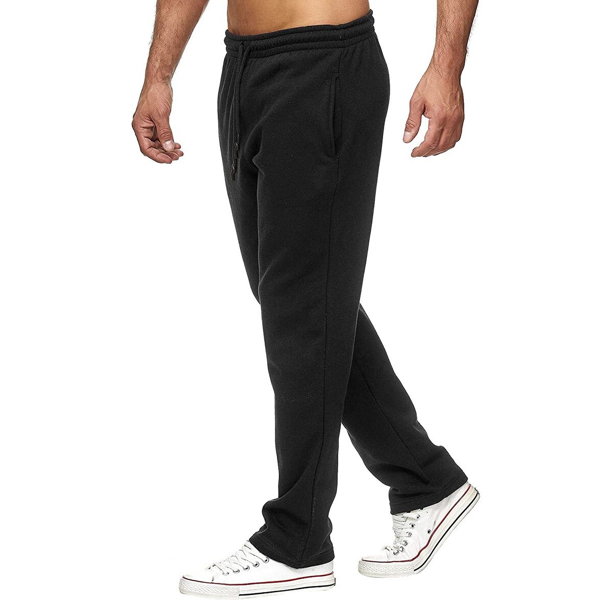 Uomini di Sport Pantaloni Della Tuta Autunno Inverno Leggings In Caldo Pile Pantaloni Con Coulisse per Corsa E Jogging Futness Palestra Casual Uomo Abbigliamento pantaloni: M / Black