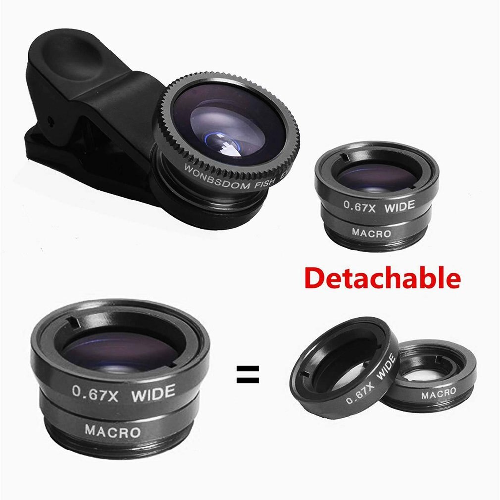 3-In-1 Groothoek Macro Fisheye Lens Camera Kits Mobiele Telefoon Fish Eye Lenzen Met Clip 0.67x voor Alle Mobiele Telefoons