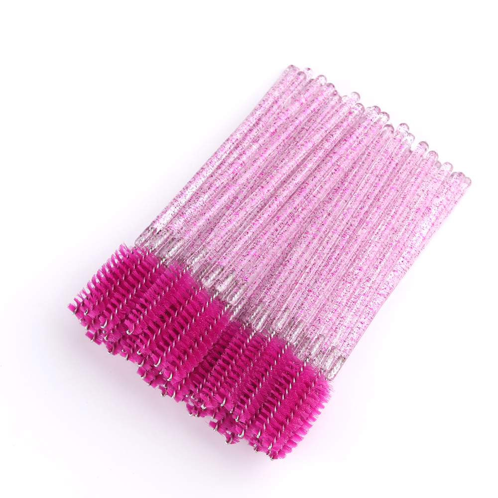 50 Uds. De cepillos desechables para extensión de pestañas, cepillo para cejas de cristal, varita para rímel, pestañas, juego de herramientas cosméticas, maquillaje de belleza: Negro