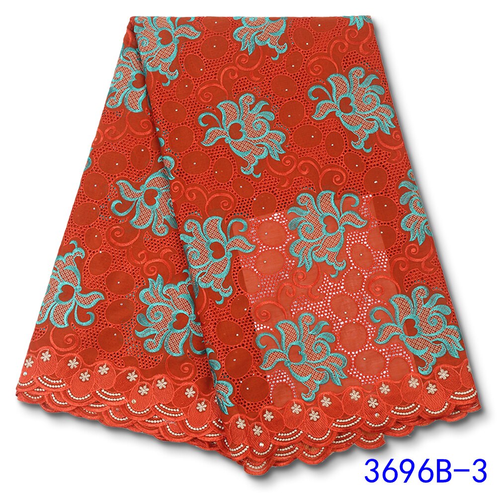 African Lace Fabric Lace Beautiful Nigerian Cotton Lace Fabrics With Stones For Party Wedding Dress YA3696B-6: Picture 3