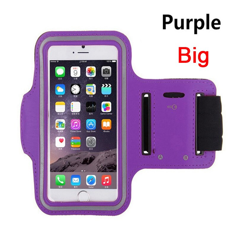 Waterproof 5.5" Gym Running Phone Bag Arm Band Case for iPhone 7 Outdoor Sports Phone Holder Armband Case for J4 J6: Big Purple