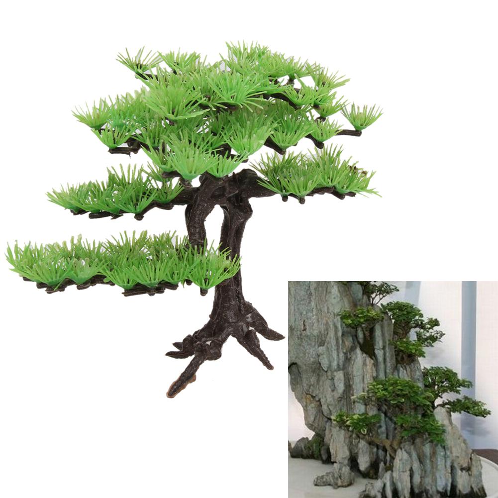 Plastic Plants for Aquarium Bonsai Tree Rockery Artificial Plant Pine Tree Fish Tank Aquarium Ornament