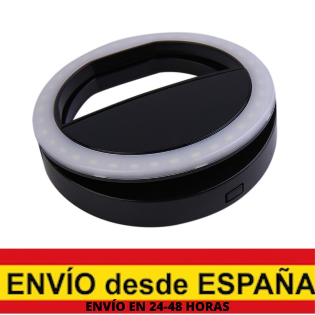 Selfie LED la luz del Flash Led de luz Cámara Clip móvil Selfie para teléfono anillo de luz de vídeo mejorar hasta Selfielámpara: Negro