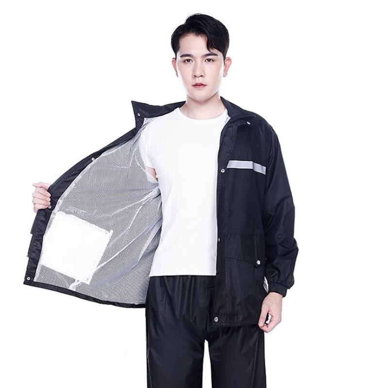 Raincoat Rain Pants Reflective Breathable Men Women Rain Coat Outdoor Waterproof Rain Gear Motorcycle Hooded Rainsuit