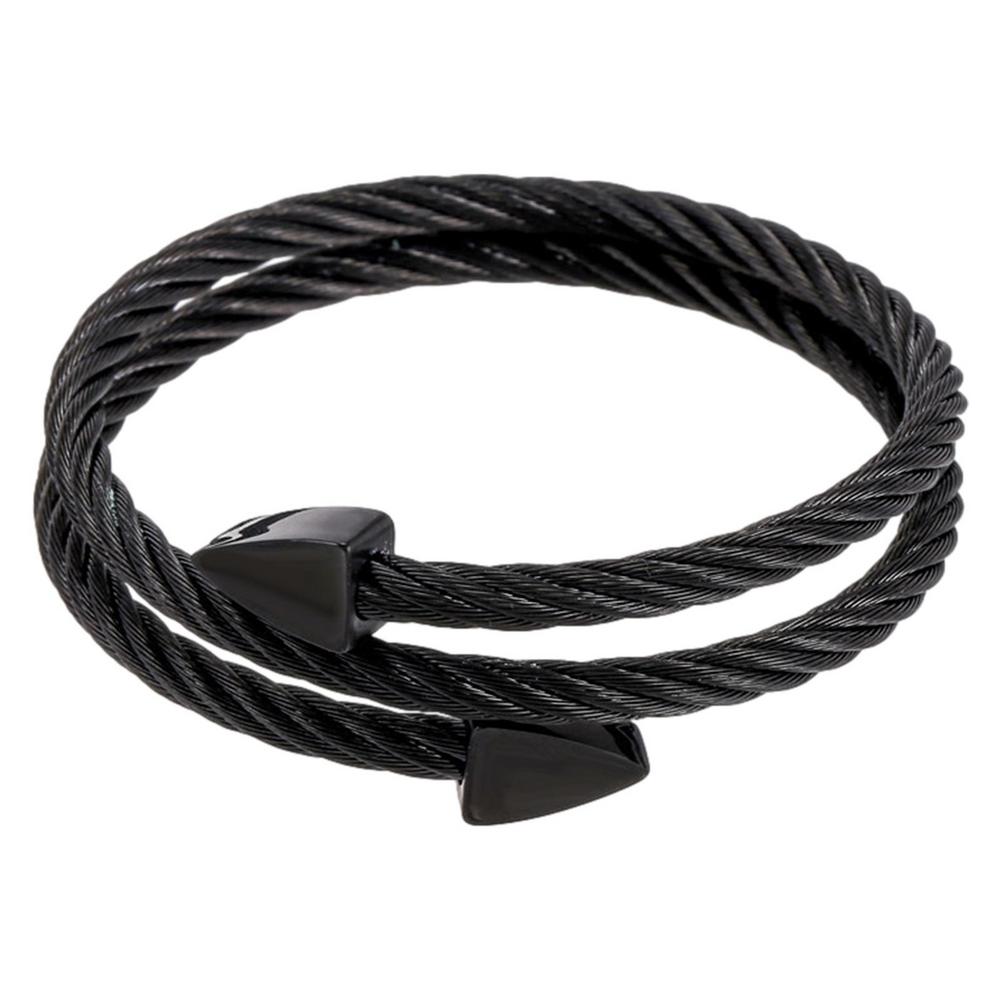 Crainoc titânio pulseira triângulo multicamadas titaniumion osmio pulseira titânio masculino terapeutico pro titânio íon pulseira: Arma preta folheada