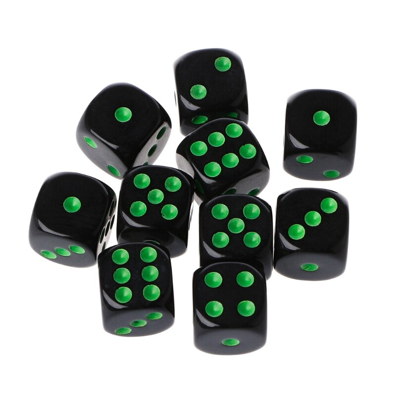 10pcs 15mm Multicolor Acrylic Cube Dice Beads Six Sides Drinking Dice Portable Table Games Toy: 3