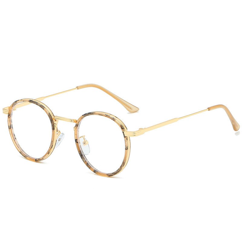 Retro Round Glasses Frame Women Eyeglasses Computer Myopia Optical Anti-blue light Spectacle Frame Female: b