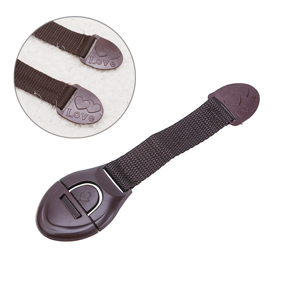 Multipurpose Portable Children Safety Lock Plastic Cabinet Locks Extended Baby Door Buckle Protection Cabinet Security Lock: 5pcs brown