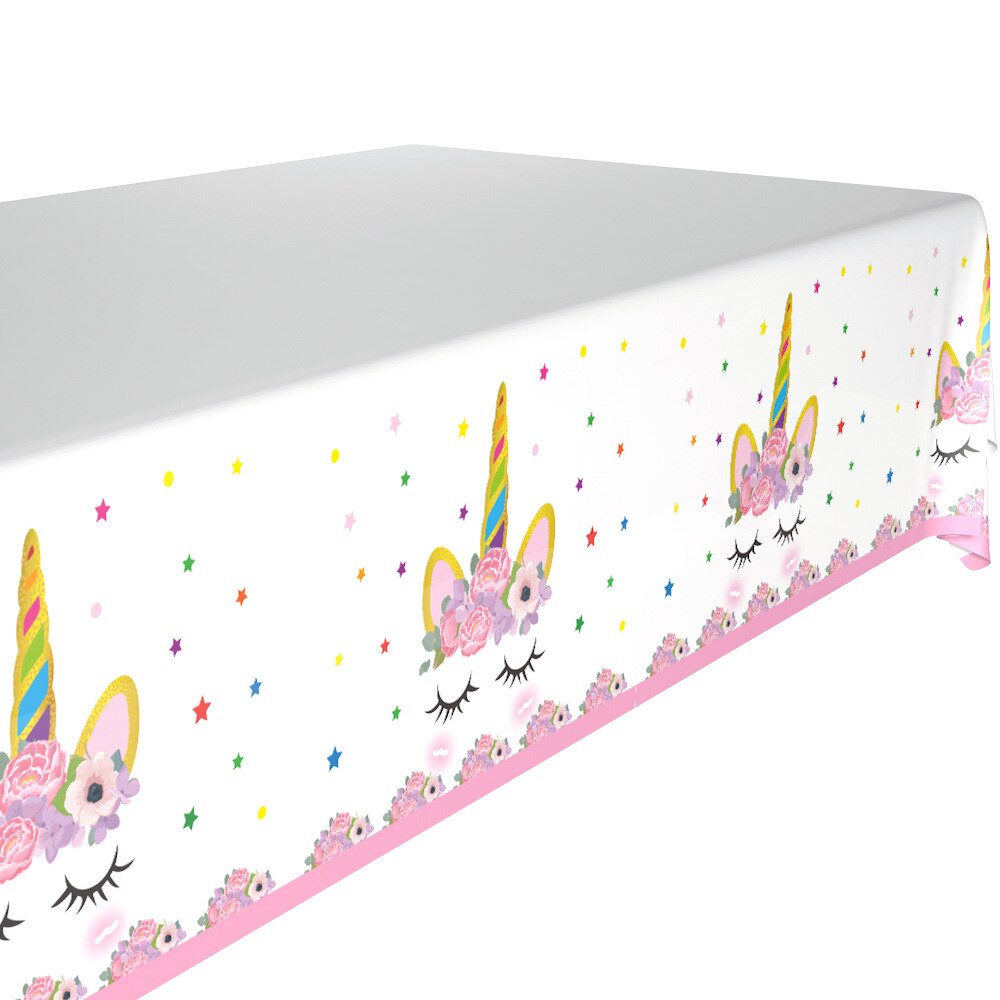 Nappe de table jetable à thème licorne rose 130x230CM, ensemble de vaisselle jetable pour fête d&#39;anniversaire pour enfants: 137x274cm