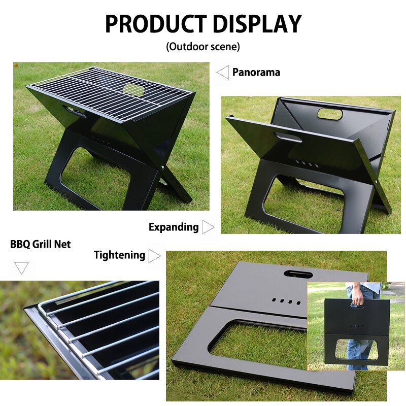 Haide®Barbacoa plegable en forma de X, jardín, acampada, estufa para hacer Parrilla, calentador o Churrasqueira, parrilla comercial, Kebab
