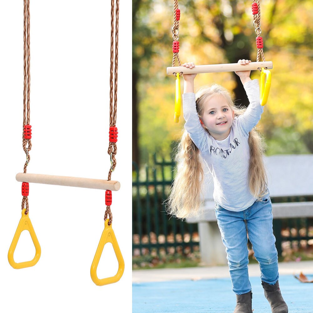 Crianças Brinquedo Balanço Ao Ar Livre Indoor Escada de Corda de Plástico Playground Jogo Ginásio Anéis de Barra de Trapézio Balanço De Madeira com Plástico