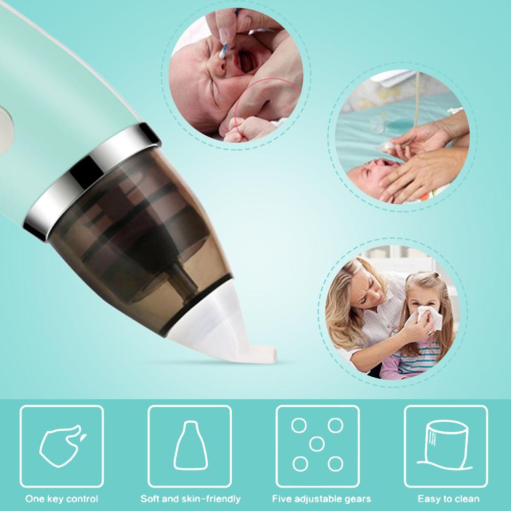 Zachte Baby Neuszuiger Elektrische Veilige Hygiënische Babysnuiter Soft Ergonomische Anti-Reflux Jongen Meisjes Orale Snot Sucker Baby zorg