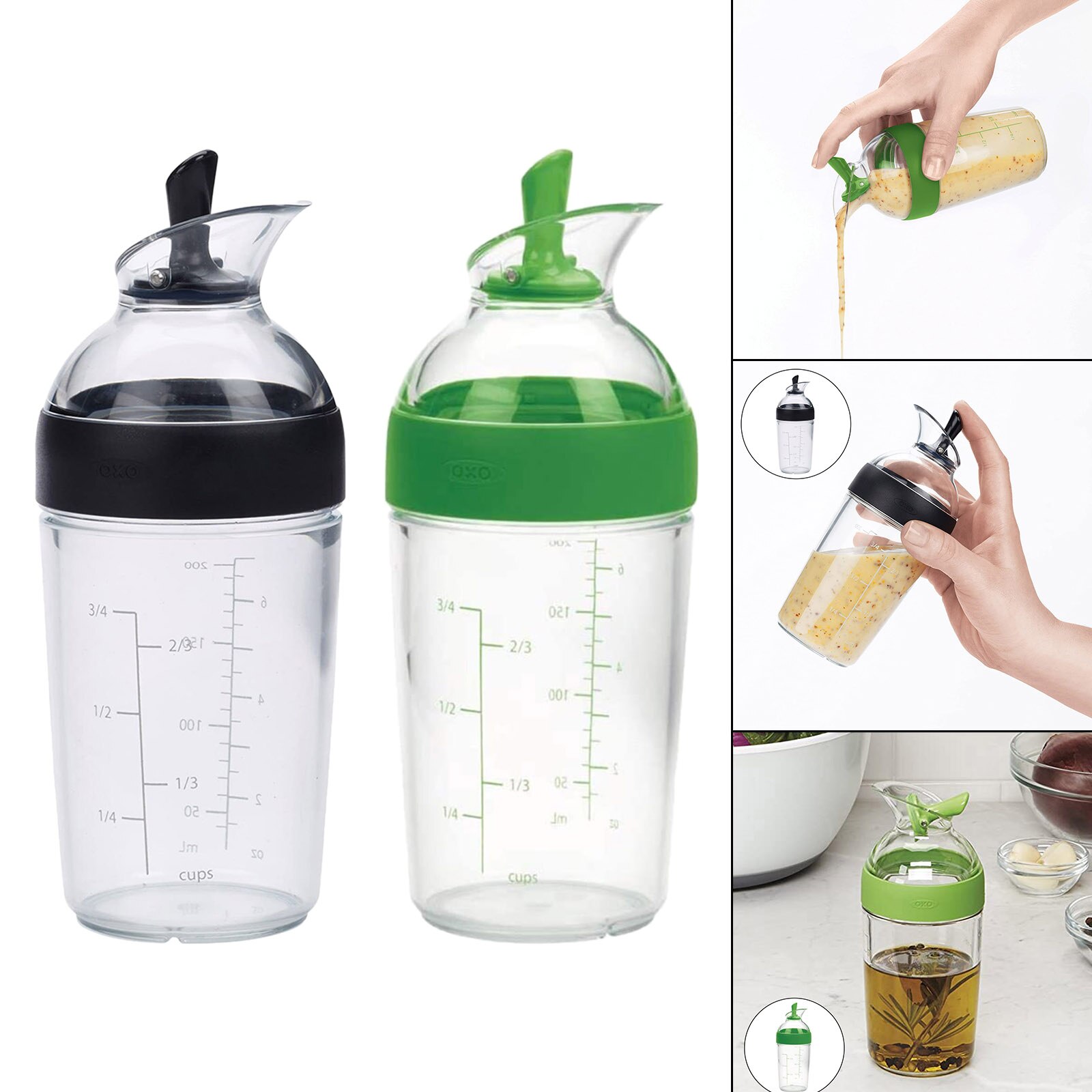 1pc Salad Dressing Shaker Emulsifier Universal Manual Sauces Mixer Spill Resistant 240ml with Measurement
