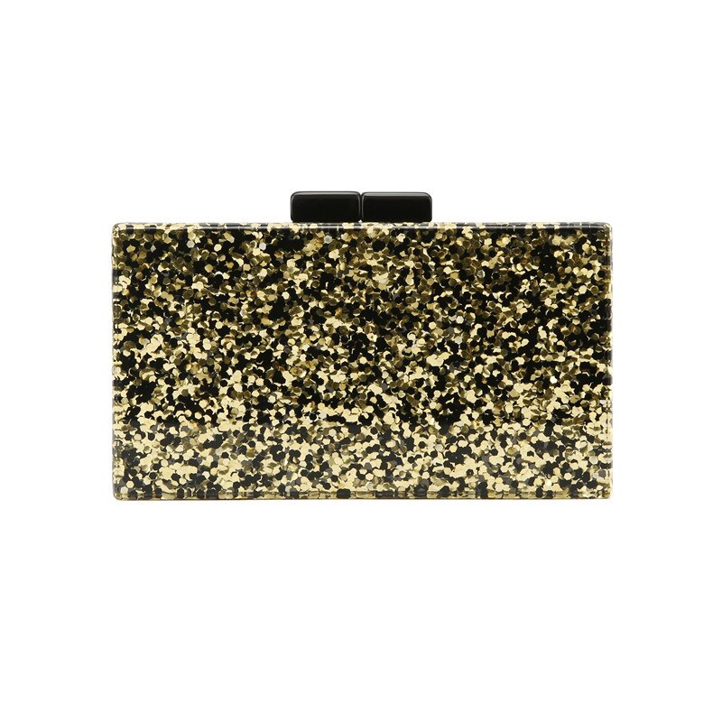 Black Gold Foil Women Clutch Purses Girls Acrylic Evening Bags Wedding Box Chain Ladies Shoulder Bags Bolso Female: 02