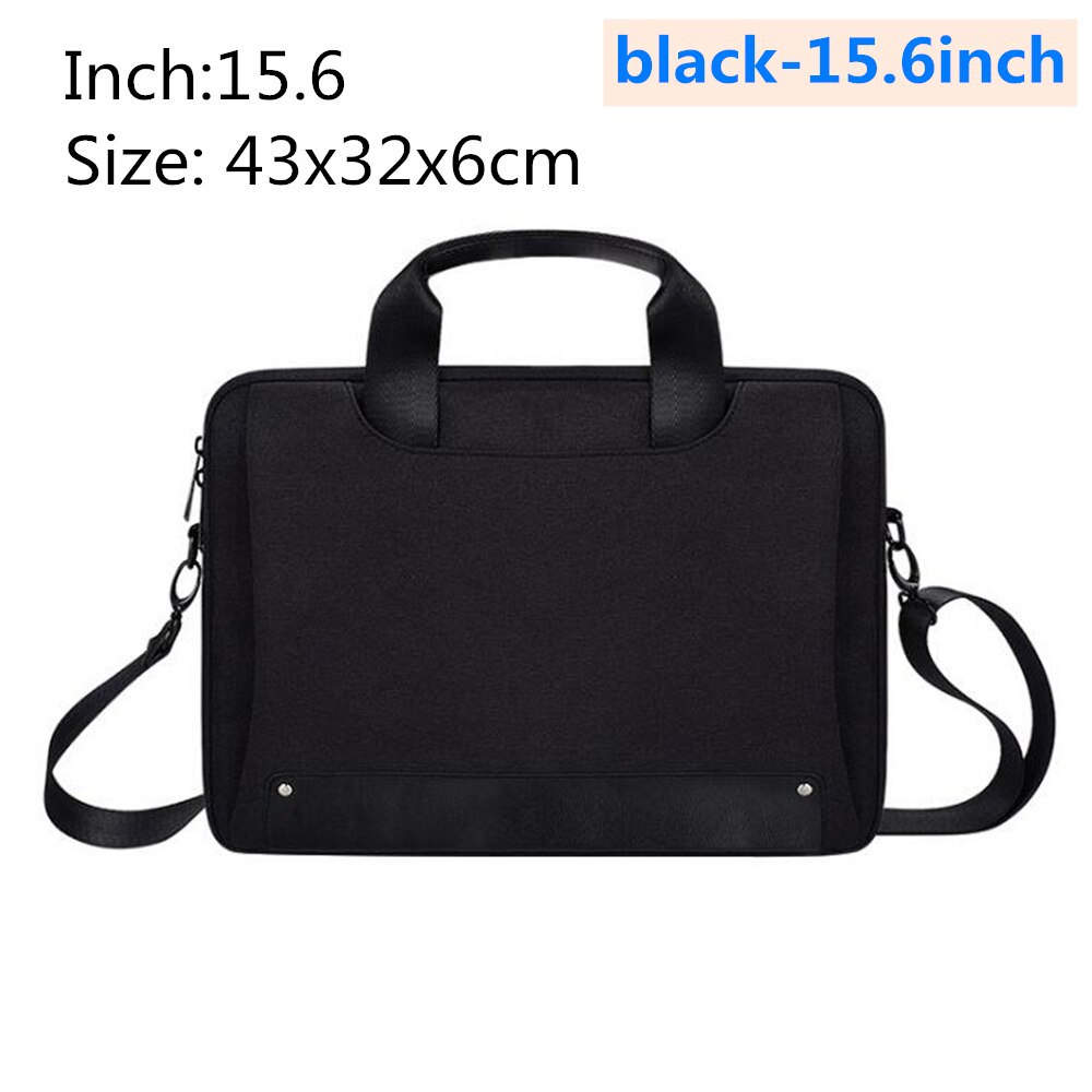 Waterproof Laptop bag 13.3 14.1 15 15.6 Inch Laptop Shoulder Bag Protective Case: black-15.6inch
