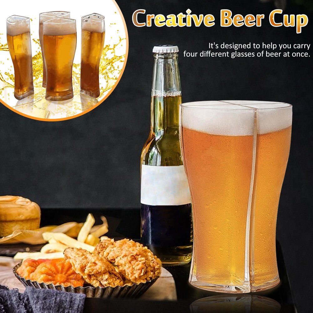 Super Schooner Beer Glasses Mug Cup Separable 4 Part Large Capacity Thick Beer Mug Glass Transparent for Club Bar Party