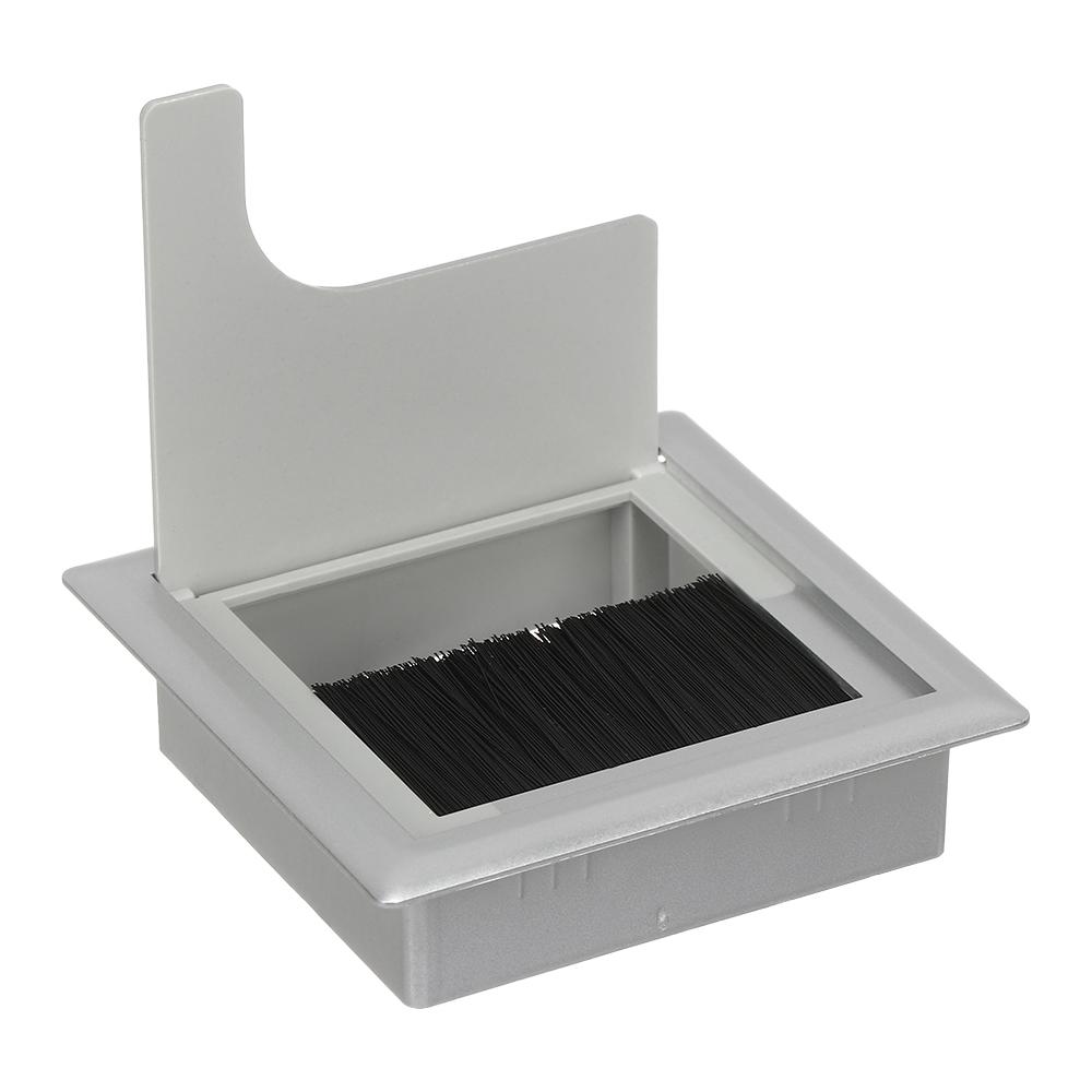 Rechthoek Bureau Draadgat Cover Tafeluitlaat Poort Computer PC Bureau Kabeldoorvoer Gat Houder met Zwarte Borstel Kabelorganizer