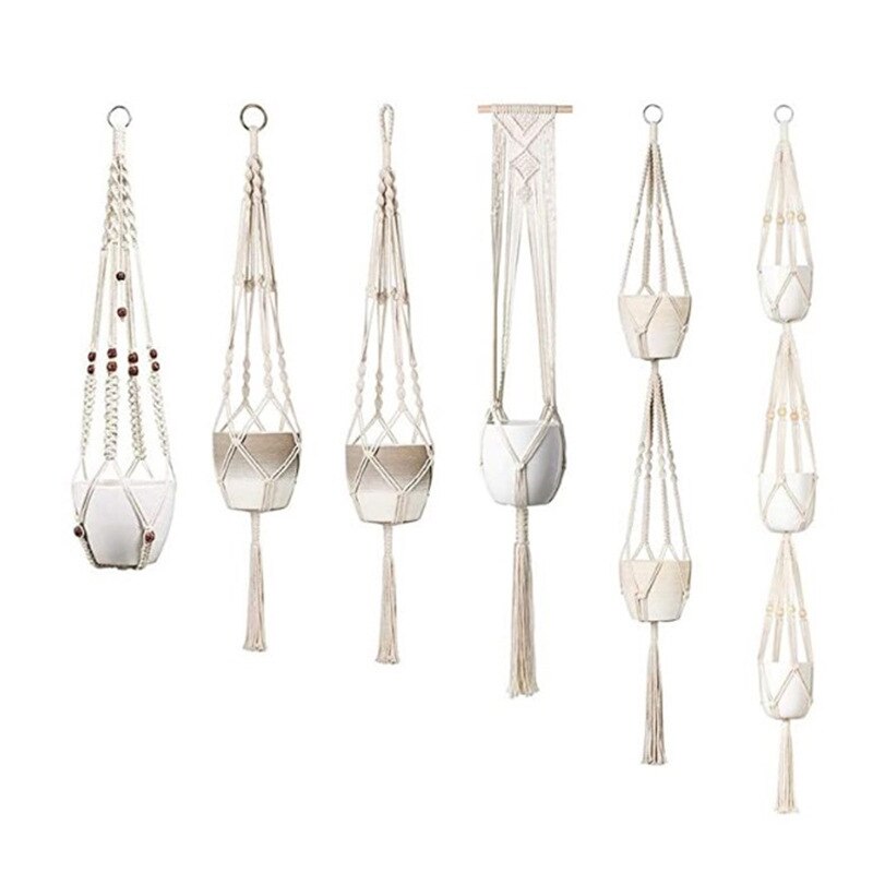 100% Handmade Macrame Plant Hanger Flower /Pot Hanger For Wall Decoration Countyard Garden Hand-knitted Hanging Home Decoration