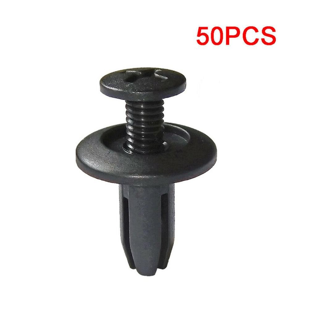 Clips de carenado con remaches de plástico para coche, accesorio Universal para Honda, Yamaha, Suzuki, Kawasaki, disponible en 2 tamaños, 6mm y 8mm, color negro, 50/100 Uds.: 50Pcs