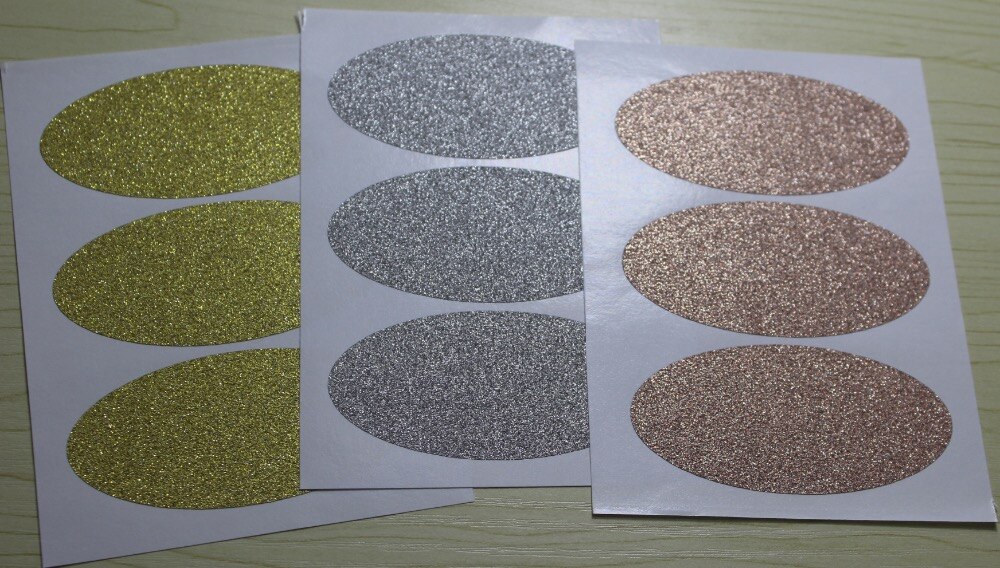 6.5x3.5cm Glitter goud, zilver, rose Ovale Sticker Labels, ovale sticker