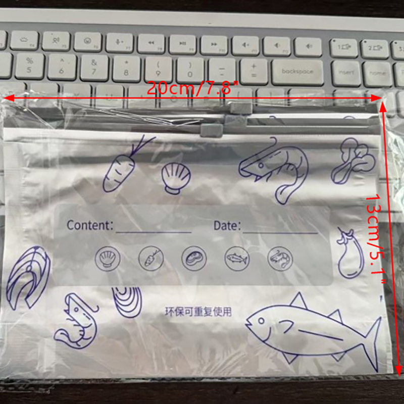 10Pcs/Bag Large Capacity Aluminum Foil Food Bag Leakproof Freezer Sealer Kitchen Fresh Bag Fresh-keeping Reusable Zip Lock Bag: Light Grey