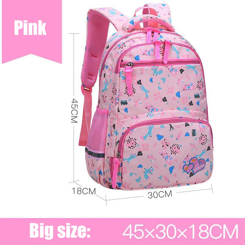 Sacs d'école primaire pour filles, sac à dos mignon, confortables, sacoche pour livres imperméables avec large bande d'épaule: Pink Big