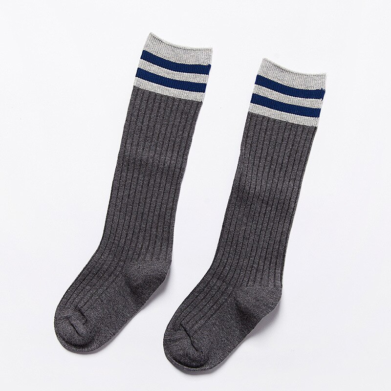 Herfst winter kinderen overknee jongens meisjes sokken lente kinderen katoenen streep sokken kind drie bar sprots sokken: Grijs / 1 to 5 jaar