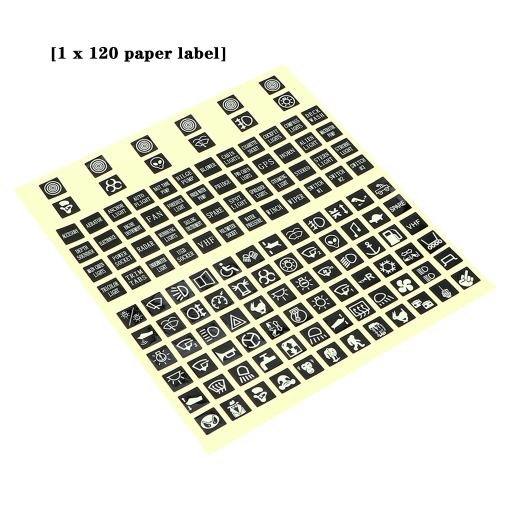 120 Sticker Tuimelschakelaar Label Decal Circuit Panel Lichtgevende Sticker Voor Auto Marine Boot Truck Instrument Schakelaars Relais Decor