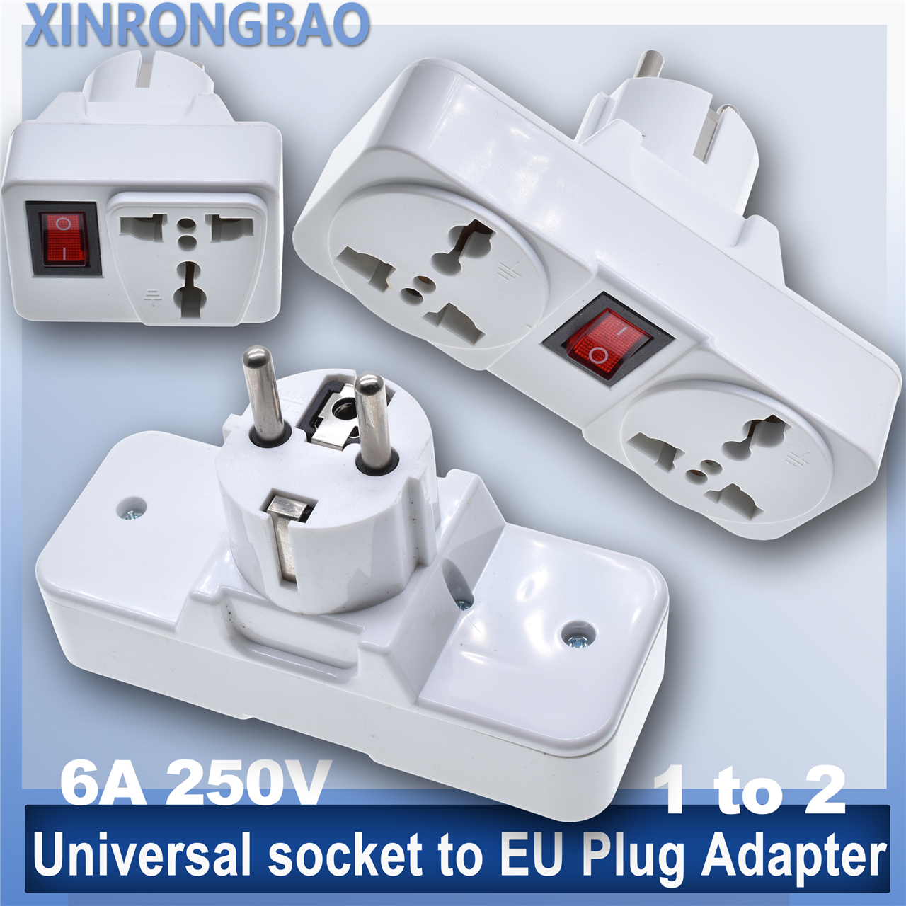 Universell eu-pluggadapter 1 til 2 utvidelsesplugg internasjonal australsk storbritannia us til euro kr reiseadapter elektrisk omformer strømuttak