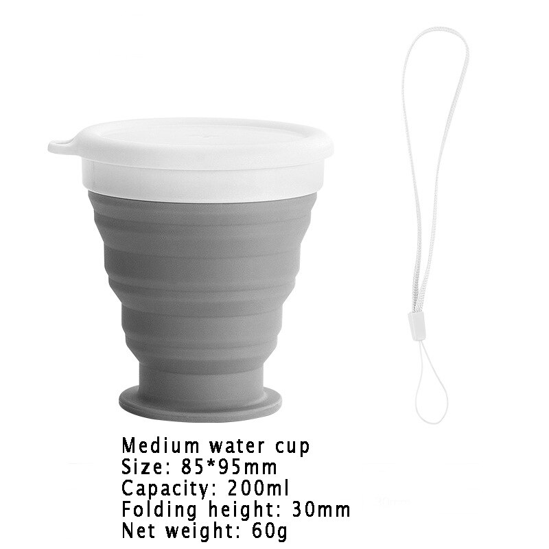 Nowy składany kubek silikonowy kubki robić kawy podróży składany kubek wody jedzenie stopień artykuły spożywcze odkryty kubek herbata kawa Handcup: M-szary