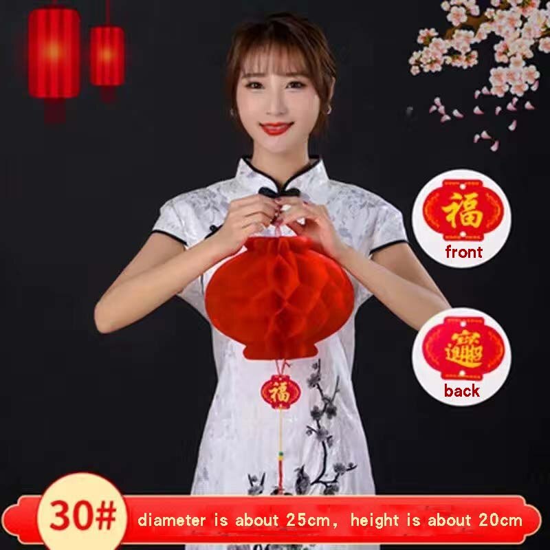 Chinese Year Decoration Party Outdoor Lantern Wedding Waterproof Red Plastic Paper Lanterns Traditional Festival Home Decor: 10pcs-30