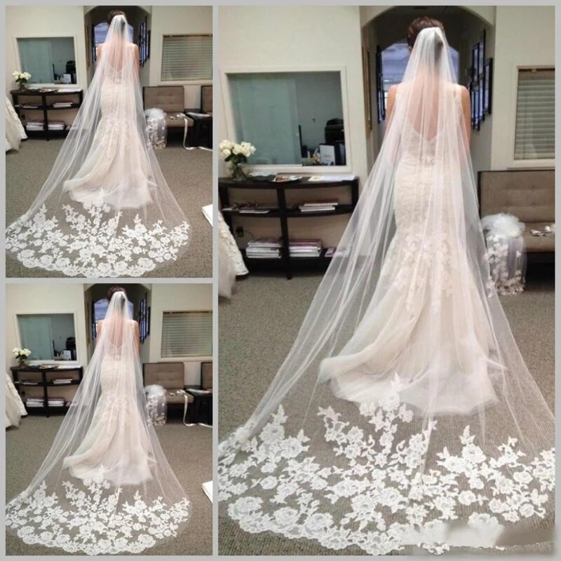Lange Zachte Tule Bruiloft Sluiers 3 Meter Wit/Ivoor Kathedraal Bruiloft Sluier Met Kam Beauty Wedding Bridal Accessoires